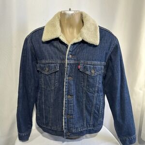 LEVIS Vintage Standard Trucker Sherpa Lined Denim Jacket 70520 Men's SIZE Medium